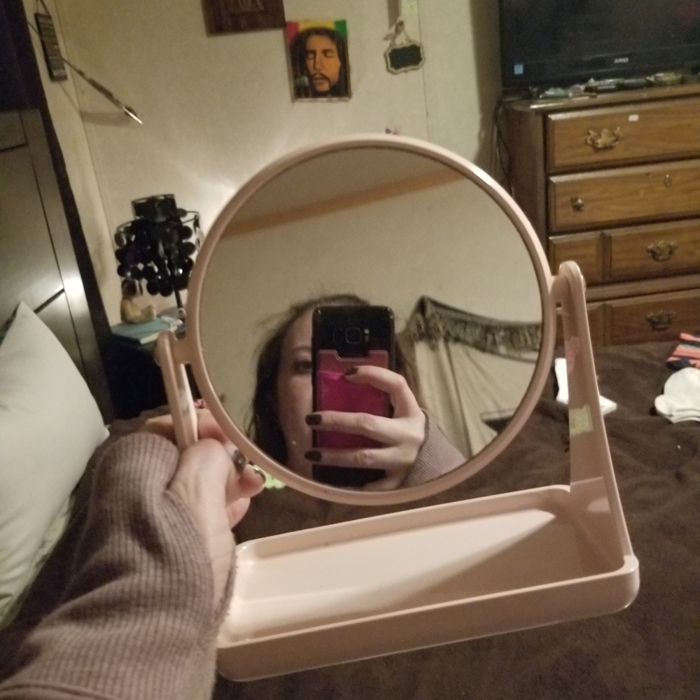 2 pink 2 sided mirrors